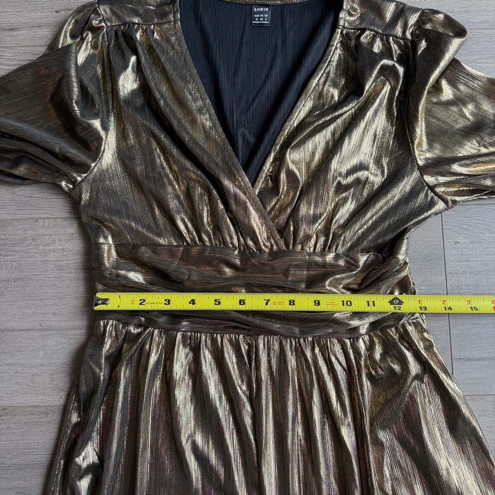 SHEIN - Elegant Gold Long Sleeve Dress - size medium - EUC - Picture 4 of 5